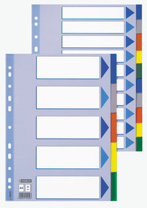 Разделитель, цветной, лицевая страница пластик, 1-5