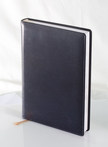 Ежедневник кожаный, датированный Универсал, размер блока 14,5х20,6см, Ля Фонтейн синий, серебряный обрез