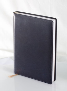 Ежедневник кожаный, датированный Универсал, размер блока 14,5х20,6см, Ля Фонтейн синий, серебряный обрез