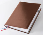 Ежедневник кожаный, датированный Эксклюзив, размер блока 21х29 см, Ля Фонтейн коньяк, серебреный обрез