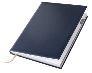 Ежедневник Экокожа, датированный Эксклюзив, размер блока 21х29 см, Софт синий, серебряный обрез