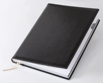 Ежедневник экокожа, датированный Эксклюзив, размер блока 21х29 см, Софт черный, серебряный обрез