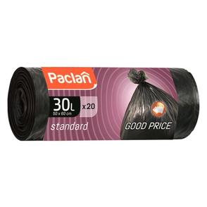 Мешки для мусора Paclan STANDART 30л. 7,3 мкм 50х60см, 20шт./рул., HDPE (ПНД) (чер.) (194360)