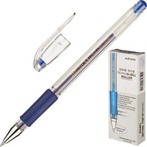 Ручка гелевая прозр. корп. 0,5мм. рез.манж.синий