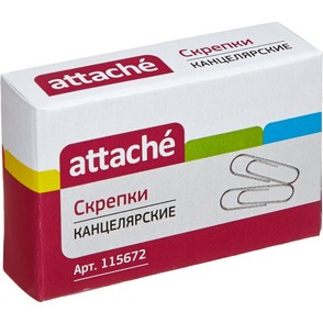 Скрепки 28 мм 100 шт./уп. ATTACHE С28-100: б/покрытия,кругл,к/кор