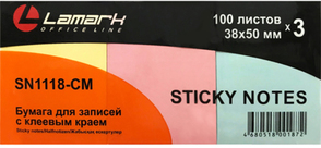 Бум/зам.38x50 пастель ассорти, 3 шт. х100 л./упак, LAMARK SN1118-CM
